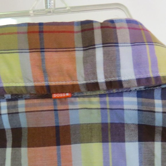 Vintage BOSS orange label short sleeve snap button up Large Size - Picture 6 of 8